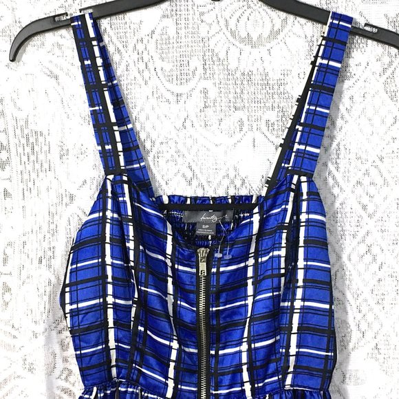 Forever Twenty One 21 Tank Top Blouse Shirt / Mini Dress S Plaid Blue Black - Picture 6 of 10